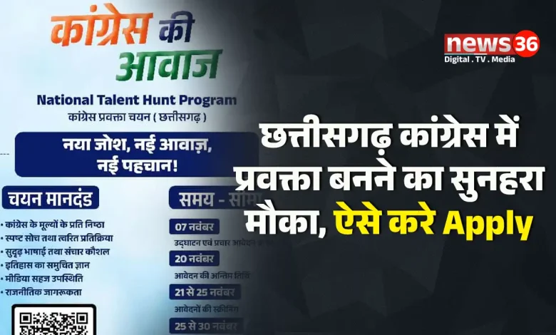 छत्तीसगढ़ कांग्रेस में प्रवक्ता बनने का सुनहरा मौका,