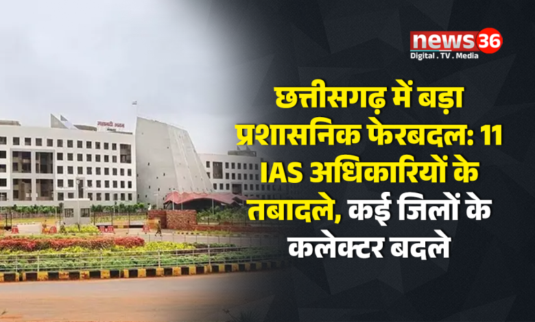 छत्तीसगढ़ में 11 कलेक्टरो का तबादला, दंतेवाड़ा,अंबिकापुर, कोरबा समेत इन कलेक्टरों को बदला गया